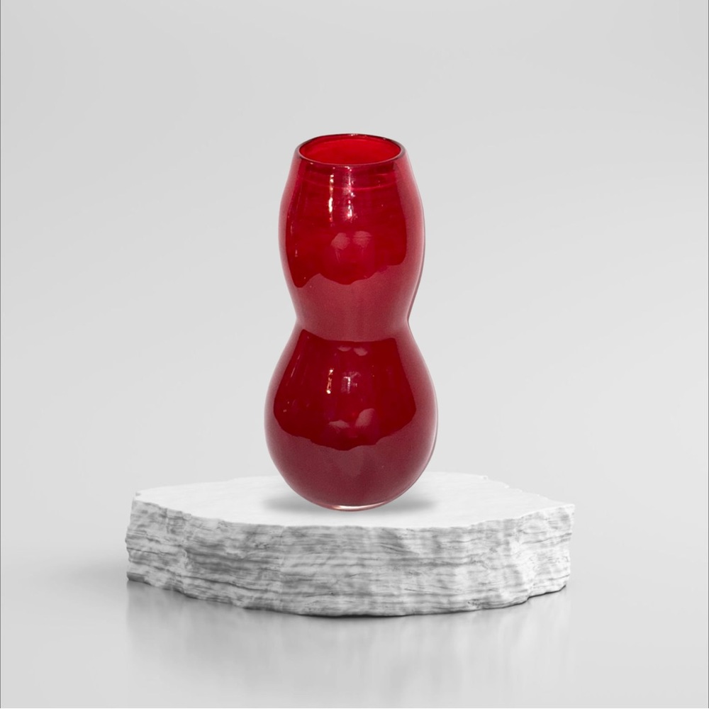 Cavalier Ruby Red Double Bubble Glass Vase